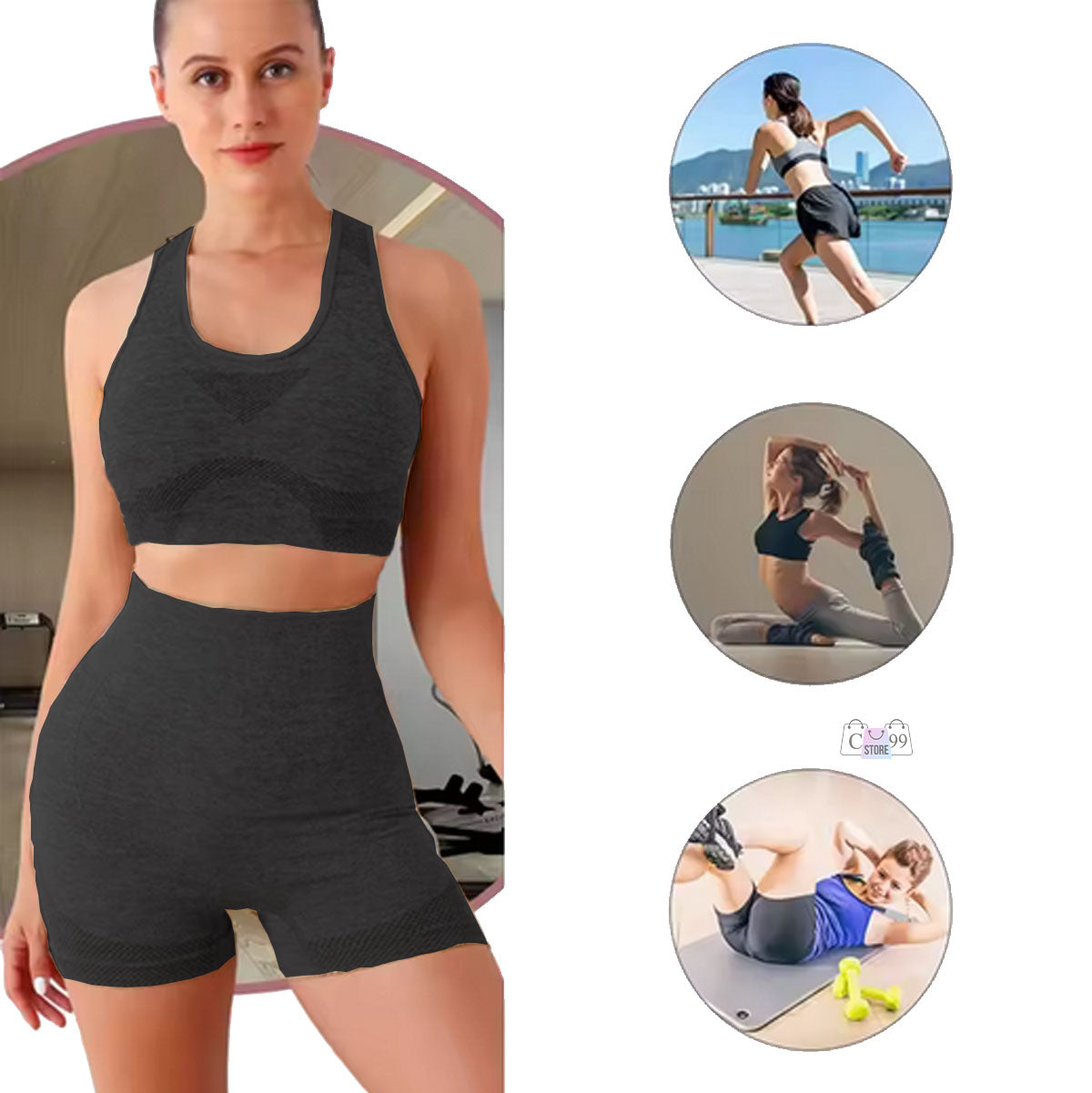 Conjunto Deport Short Levanta Cola Y Top